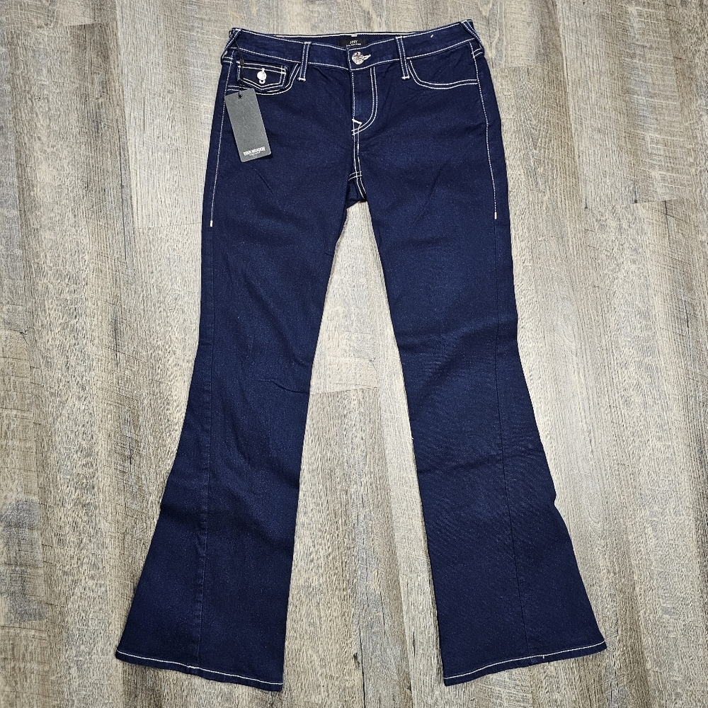 True Religion Women’s Dark Blue Jeans Joey SN LR Flap Flare (600793) Size 29 NEW